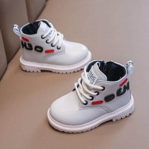 Childrens Leather Boots 2021 Spring Autumn New Kids Lace-up Martin Boots for Girls Boys Fashion Short Boots Non-slip Hot 21-30