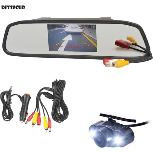 DIYSECUR 4.3 inch TFT LCD Display Rear View Mirror Monitor Car Monitor LED Car Camera Parking Camera System Car Charger