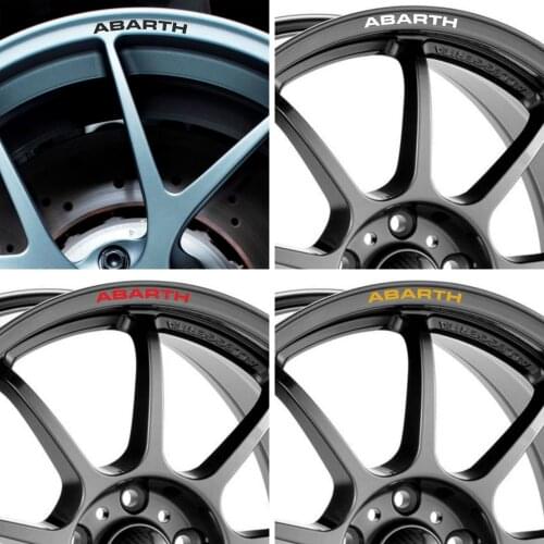 For x8 Fiat ABARTH Rims Alloy Wheels Curved Decals Stickers 500 Punto 124 Spider