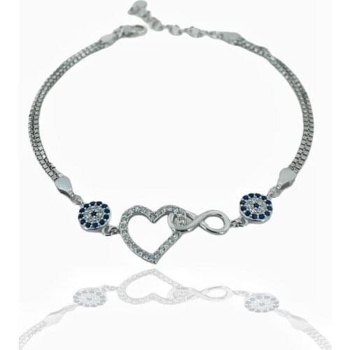Imported Quality Heart Infinity 925 Silver Bracelet