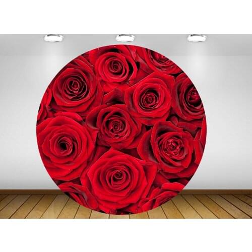 Round circle background backdrop red rose wedding flower floral bridal shower birthday party decor candy table fabric YY-210