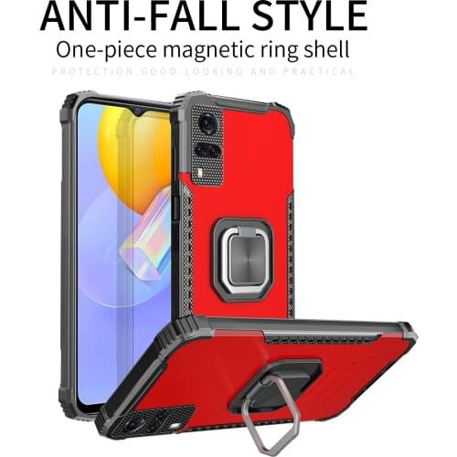 Magnetic Metal Ring Stand Holder Armor Shockproof Case For VIVO Y51 2020 Y31 2021 Soft TPU Frame Aluminum Alloy Back Cover Coque