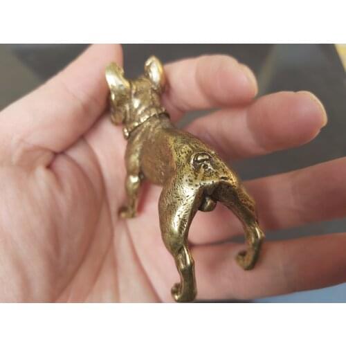 Antique copper natural Tibet carved brozen copper dog French bulldog decoration statue copper ORNAMENT Religious status