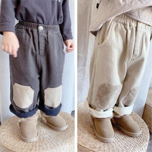 Soft Children Baby Boys Girls Harlan Pants Winter Spring Warm Toddler Thicken Plus Velvet Kids Pocket 2021 High Quality