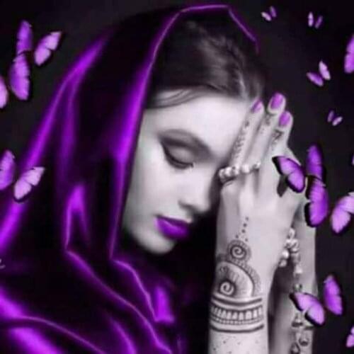 Woman Purple Butterfly DIY 11CT Cross Stitch Needlework Set Printed Canvas Cotton Thread Home Decoration Hot Sell Dropshipping