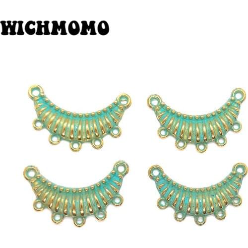 2019 New 25mm 10pieces/bag Zinc Alloy Green Triangle Porous Connector Charms Linker for DIY Necklace Earring Jewelry Accessories