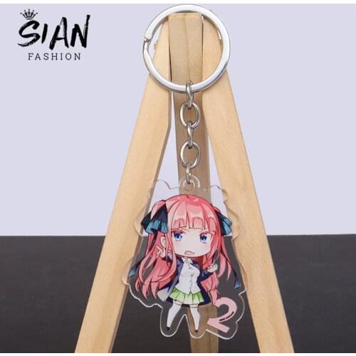 New Anime The Quintessential Quintuplets Acrylic Keychain Cute Cartoon Figures Two-Sided Key Chain for Women Accessories Gifts