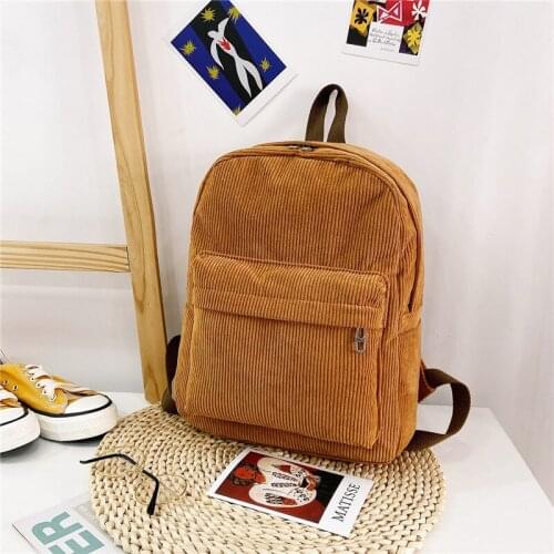 Winter New Corduroy Backpack Large Capacity School Bookbag for Teenager New Travel Girls Rucksack Solid Color Knapsack Mochila