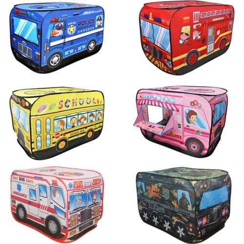 Kids Children Tent Popup Play Tent Toy Garden Lawn Foldable Playhouse Fire Truck Game House Bus Tent Indoor Outdoor Game