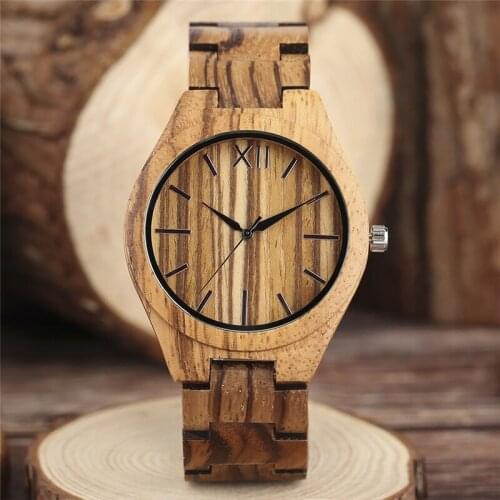 Striped Grain Wooden Wristwatch Classic Line Full Wood Case Minimalist Men Women Bamboo Quartz Watch relogio masculino