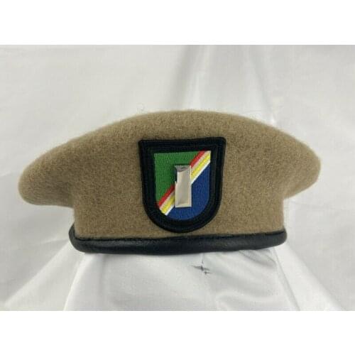 US ARMY RANGER REGIMENT WOOL KHAKI BERET ARMY FIRST LIEUTENANT OFFICER RANK