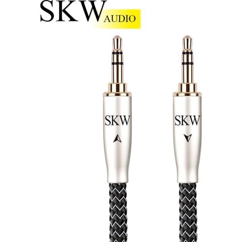 SKW Car Aux Audio Cable 3.5MM To 3.5MM Jack Silver Plating On OCC Conductor For Phone Computer Connect To Car Audio Speaker Box