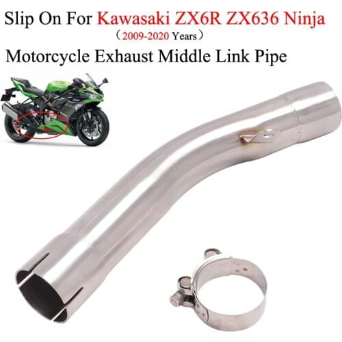 Slip On For Kawasaki ZX6R ZX636 Ninja 2009-2020 Motorcycle Exhaust Modified Delete Catalyst Original Muffler Middle Link Pipe