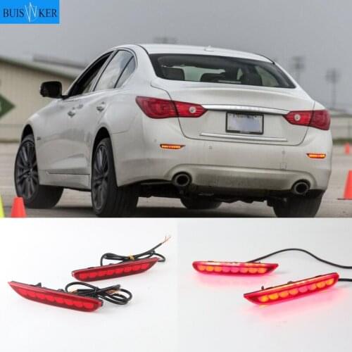 2-in-1 Functions LED Reflector Lamp Rear Fog Lamp Bumper Light Brake Light For Infiniti Q50 2014 - 2018