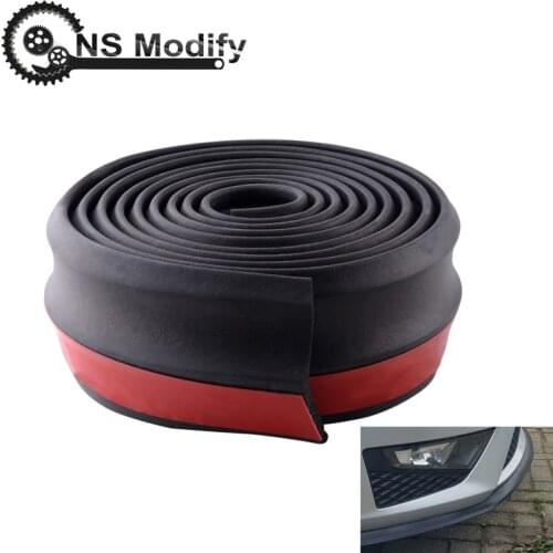 NSModify 2.5M Universal Car Front Rear Side Bumper Lip Splitter Rubber Protector Body Spoiler Valance Chin Rubber Car Bumper Lip