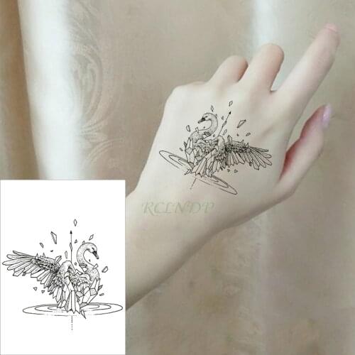 Waterproof Temporary Tattoo Sticker cartoon swan bird small art black fake tatto flash tatoo hand leg arm back for kid men women