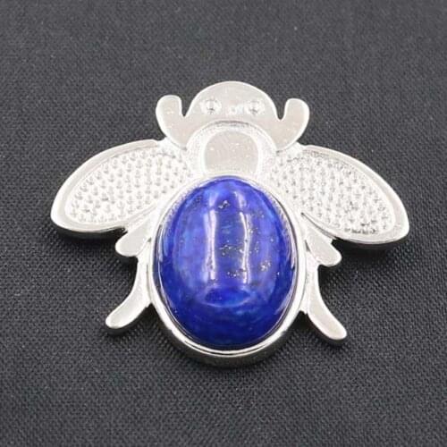 YJXP Popular Silver Plated Lapis Lazuli Honeybee Shape Pendant Animal Jewelry