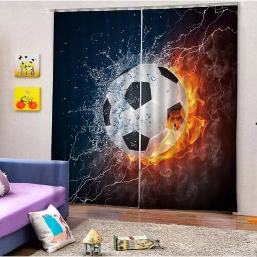 Football Living Room Curtains 3D Printing Blackout Curtains Study Childrens Room European Custom Animal Pattern Curtains