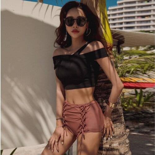 Girls Swimming Suit Swim Women Swimwear Two Pieces Tankini Push Up Piece Bathing 2020 New Suits Female Solid Cotton