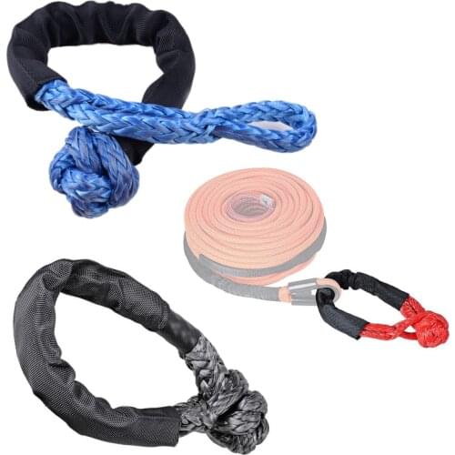 1 Pcs 35,000 Lbs Synthetic Soft Shackle For Car Flexible ATV Winch Rope Towing Recovery Straps 16T Blue/Red/Black Nylon Cable