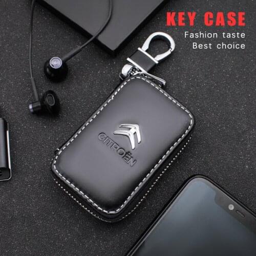 1PC Genuine Leather Car Key Bag Key Case For Citroen C4 C1 C5 C3 C6 C8 DS C-ELYSEE VTS C4l DS3 Car Styling Accessories Organizer