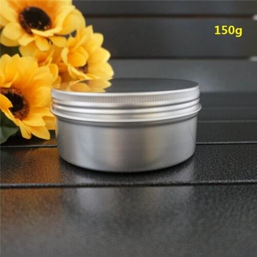 150g 150ml 82*38mm Silver Empty Round Aluminum Box Metal Tin Cans Cosmetic Cream DIY Refillable Jar Tea Aluminum Pot