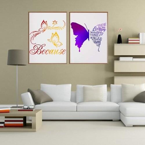 C90C 16Pcs Flying Butterfly Painting Stencils Template Spring Garden Theme Painting Stencils Anti-scratch Reusable Stencils