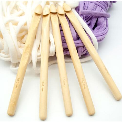 2Pcs Wood Crochet Hook Big Size DIY Knitting Needles Hook Handle Home Knitting Weave Yarn Crafts Knitting Tools