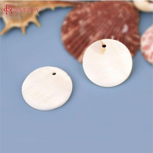 F627)20 pieces 20mm 25mm Natural Freshwater Shell Round Disc Charms Handmade Jewelry Findings Accessories Wholesale