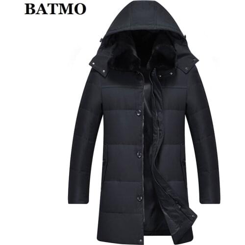 BATMO 2020 new arrival winter rabbit fur collar&90% white duck down hooded jackets men,mens winter down coat ,plus-size LZ8909