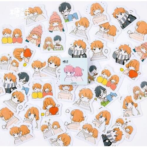 45 pcs/box Winter Warm Lovers Paper Sticker Boy And Girl Decoration Diy Diary Scrapbooking Sticker Children Stationery