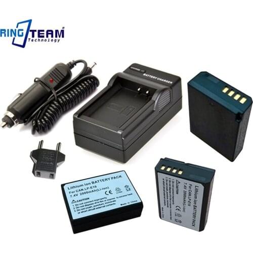 5-in-1 3x LP-E10 Battery & 1x charger & 1x Car Adapter for Canon T3 T5 T6 EOS 1100D 1200D 1300D 1500D 3000D 4000D X50 Cameras