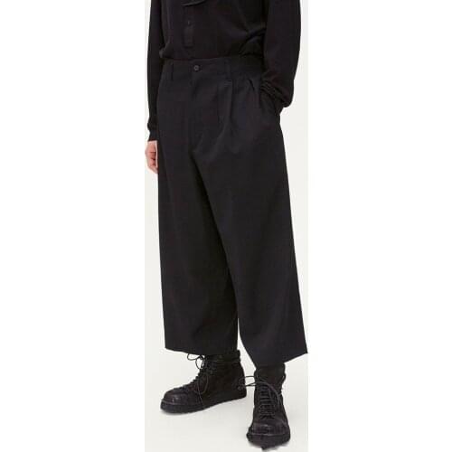 Mens casual pants wide leg pants skirt pants loose Multi Pocket dark trend youth fashion for male teenagers