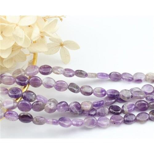 Natural Amethysts Gemstones Beads Oval 8-10mm Nuggets Free Size Chips Semi Precious Beads for DIY Jewerly Making Beads