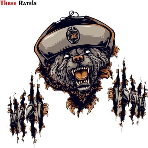 Three Ratels FTC-881 Cool Soviet Union 3D Bear Sticker On Motorcycle Suitcase Home Decor Phone Laptop Covers JDM Car Styling