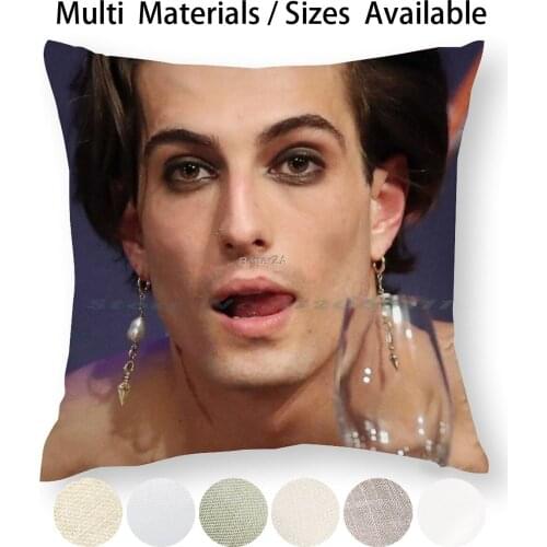 Maneskin Damiano David Pillow Case Throw Pillow Cover Cotton Linen Flax Maneskin Damiano David Glamrock Type Retrowave