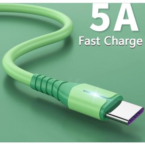 For Huawei P40 P30 Pro Xiaomi Liquid Silicone Type C Wire Cable Quick Charging Wire for Samsung Galaxy S20 S10 Mobile Phone Cord