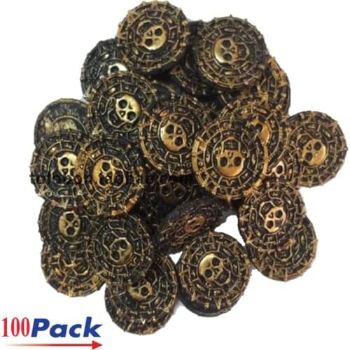 Freeship 100x plastic pirates treasure antitque gold AZTEC coins prop toy for Halloween birthday party cosplay kids favor prizes