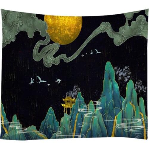 Moon Tapestry Wall Hanging Bed Spread Beach Towel Table Cloth Yoga Mat Landscape Printing Moon Landscape 280cm*180cm Large Size