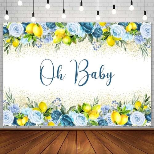 Bluey Flowers Lemon Backdrops Oh Baby Shower Gold Dots Shiny Newborn Banners Photography Background Photo Studio Props Photozone