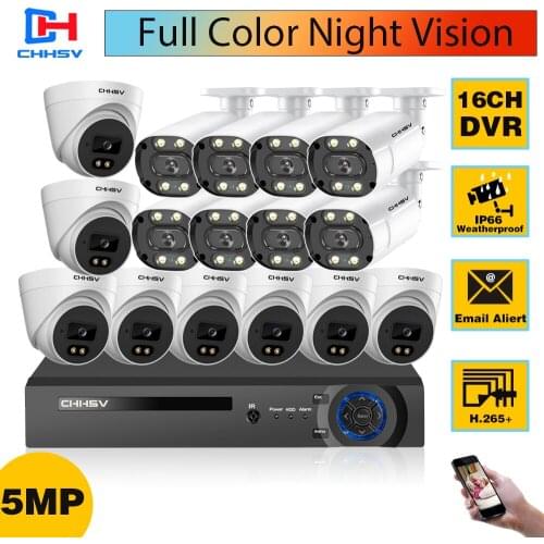 H.265 5MP CCTV Video Surveillance AHD Camera System Kit 16CH DVR Kit Ourdoor Color Night Vision Security Camera System Set 8CH