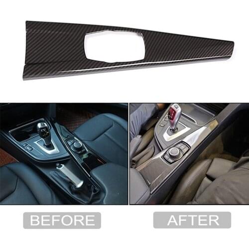 JEAZEA Carbon Fiber ABS Interior Multi-function Multimedia Panel Cover Trim For BMW 3 Series 2013- 2017 2018 Car Accessories
