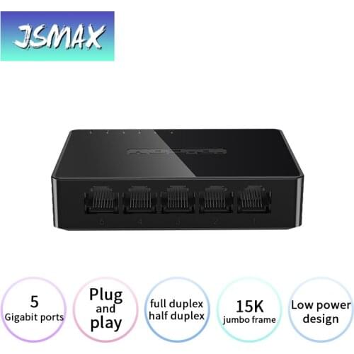 JSMAX JSG1005-S RJ45 Ports 10/100/1000M Gigabit Ethernet Switch 5-port Gigabit Monitoring Switch Auto MDI/MDIX Plug and play