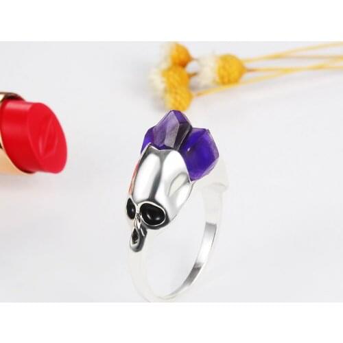 Couple Ring Women Ring Skull Shape Inlaid Purple Cubic Zirconia Romantic Couple Give Girlfriend Surprise Gift Anniversary Gift