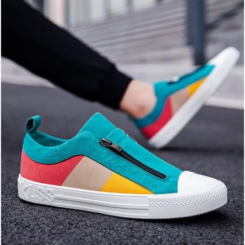 Autumn Men Canvas Shoes Breathable Mixed Colors Male Fashion Sneakers Footwear Boy Board Shoes Comfortable Zapatos De Hombre