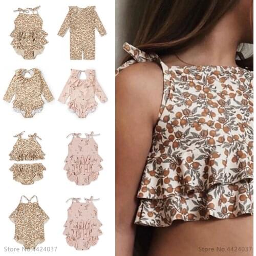 KS Baby Girls Swimming Suit Wear 18M-9T Flower Children Brand Kawaii BB Mr Clothes Kids SwimWears Sister Brother Matching