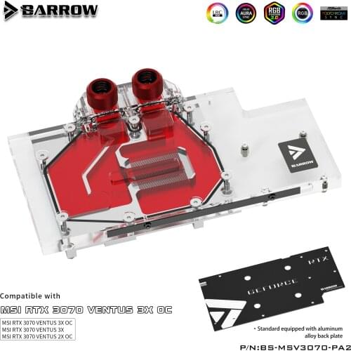 Barrow GPU Water Cooling Block for MSI RTX3070 VENTUS, Full Cover Radiator copper heatsink ARGB GPU Cooler,BS-MSV3070-PA2