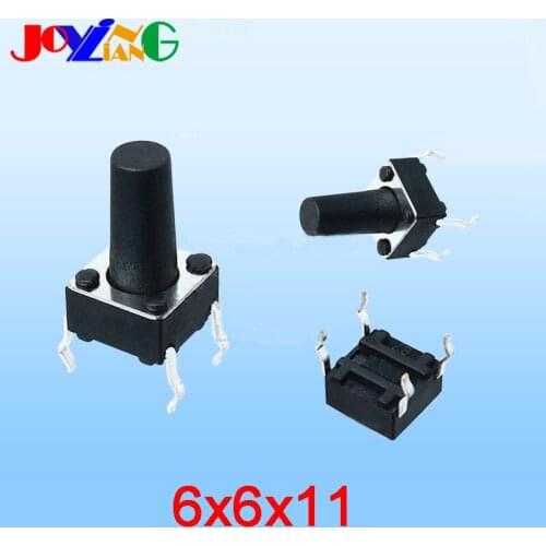 Copper Foot Micro Touch Switch 6*6*11mm 4 Pins Small Electric Switch 6x6x11mm 10pcs/lot