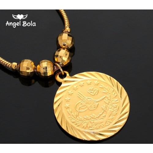 Islam Muslim Ancient Coins Necklaces Gold Color Arab Money Sign Chain Middle Eastern Coin Items,Money Maker Gift