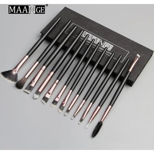MAANGE Pro 12 pcs/lot Makeup Brushes Set Eye Shadow Blending Eyeliner Eyelash Eyebrow Brush For Makeup Wholesale pinceau sourcil